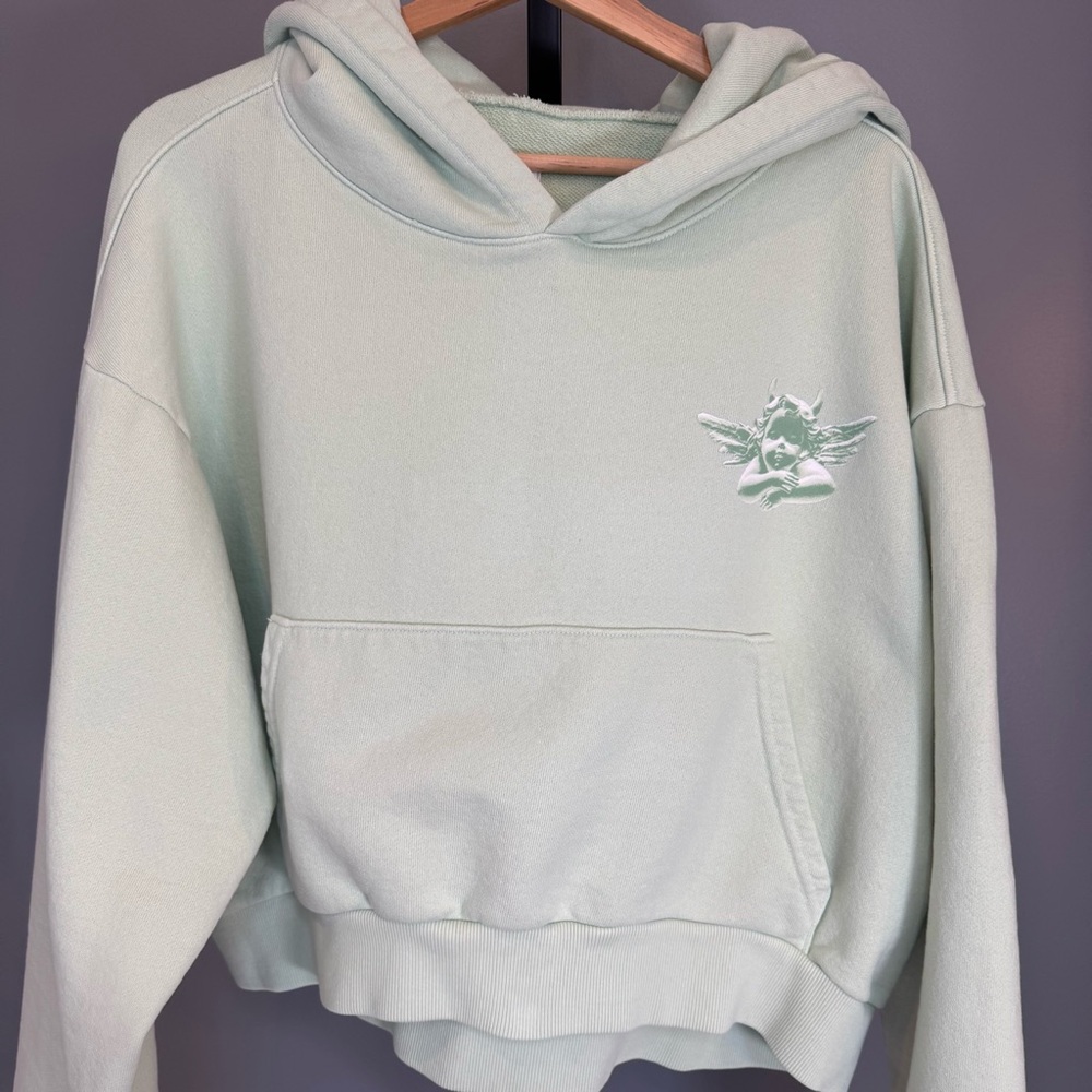 Boys Lie‎ Mint Green Hoodie Angel Graphic “Get Blocked” OSO